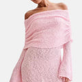 Abito Mini in Maglia Bouclé – Eleganza Off-the-Shoulder